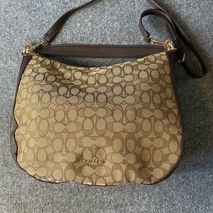 Coach Brown and Tan Monogram Shoulder Bag